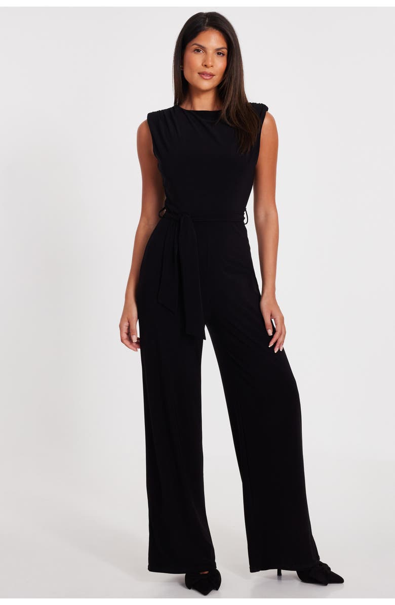 QUIZ ITY Waist Tie Jumpsuit, Main, color, Black