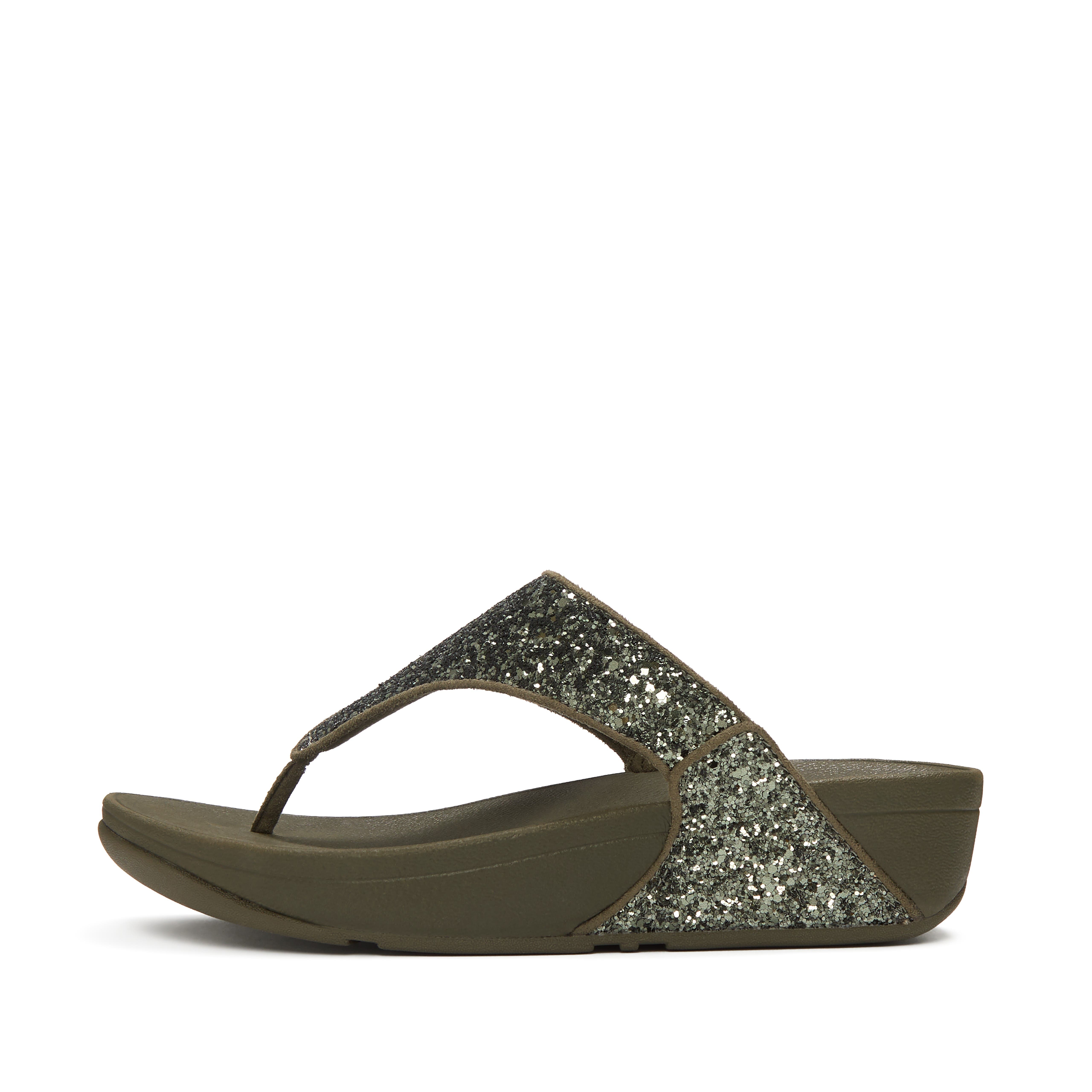 Lulu Multi Tonal Glitter Toe Post Sandals, Alternate, color, Deep Olive