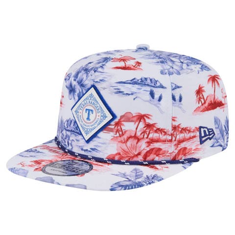 Men's New Era White Texas Rangers Printed Island Golfer Snapback Hat