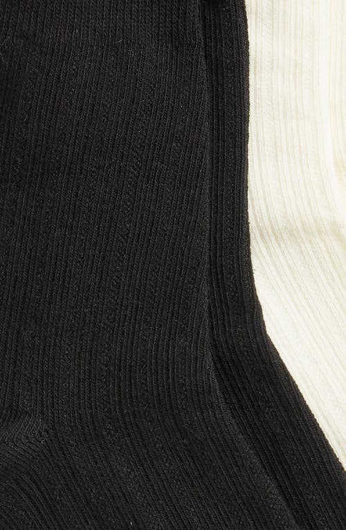Stems 2-pack Textured Stripe Ankle Socks In Black/ivory