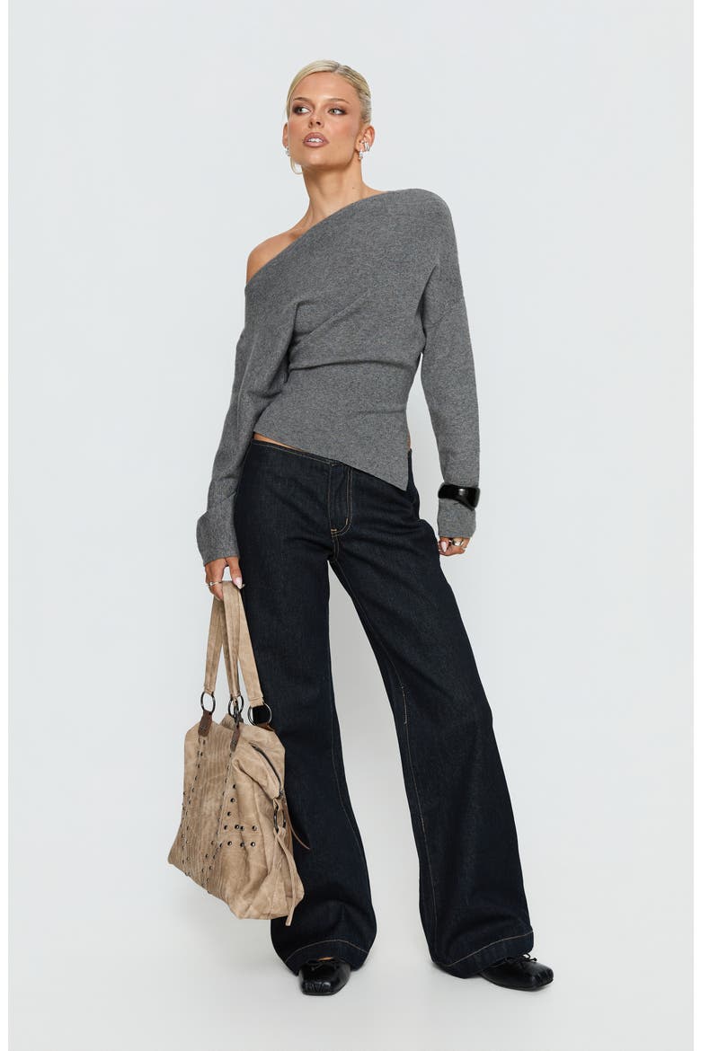 Kaelith One-Shoulder Sweater, Alternate, color, DARK GREY