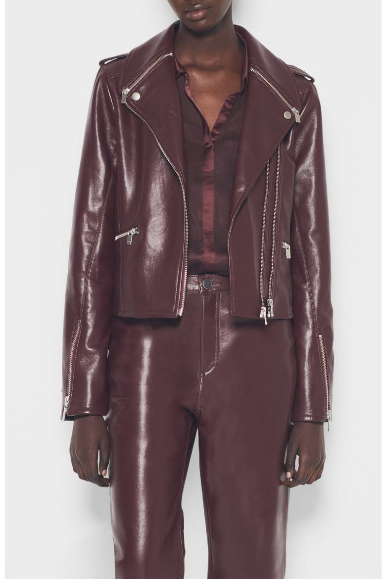 Cindy Recycled Leather Jacket, Main, color, Port Wine