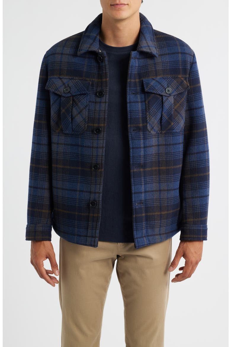 Kaden Plaid Overshirt, Main, color, NAVY