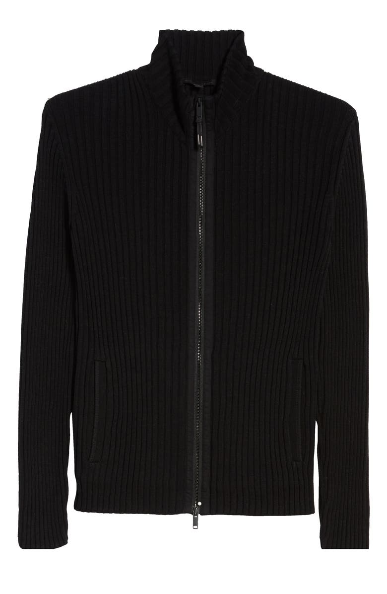 John Varvatos Star USA Lincoln Ribbed Zip Front Mercerized Cotton Sweater, Alternate, color, 