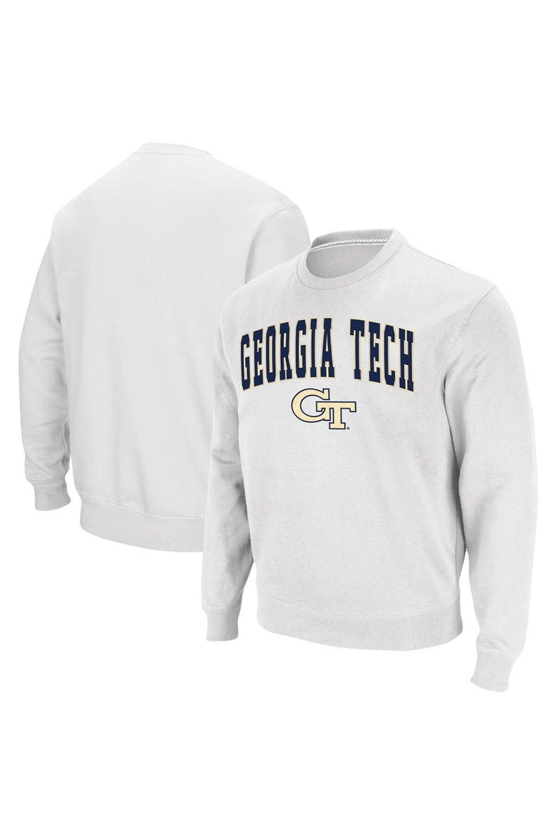 Men's Colosseum White Georgia Tech Yellow Jackets Arch & Logo Tackle Twill Pullover Sweatshirt, Alternate, color, White