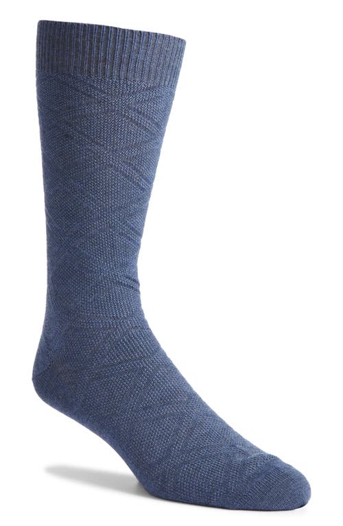 Canali Diamond Jacquard Wool Blend Dress Socks In Blue