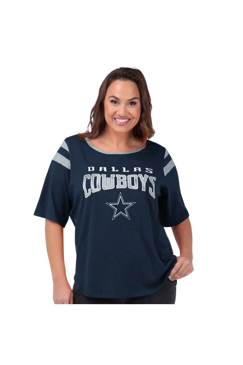 Women's G-III 4Her by Carl Banks Navy Dallas Cowboys Plus Size Linebacker T-Shirt, Main, color, Navy