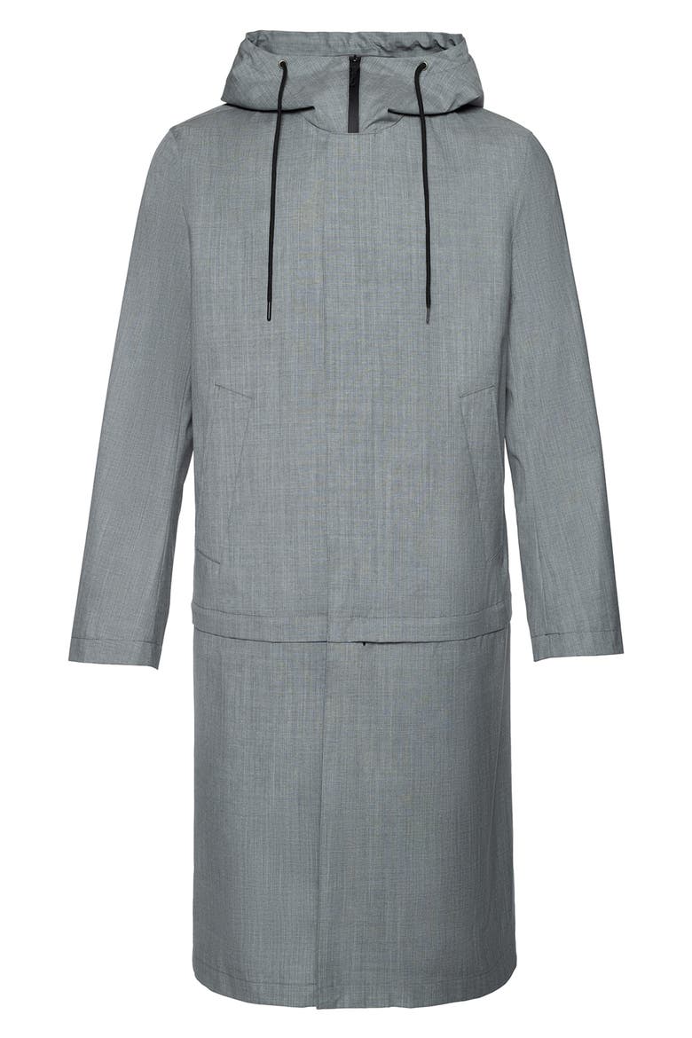 Trent Water Repellent Convertible Wool Blend Coat, Main, color, LIGHT GREY