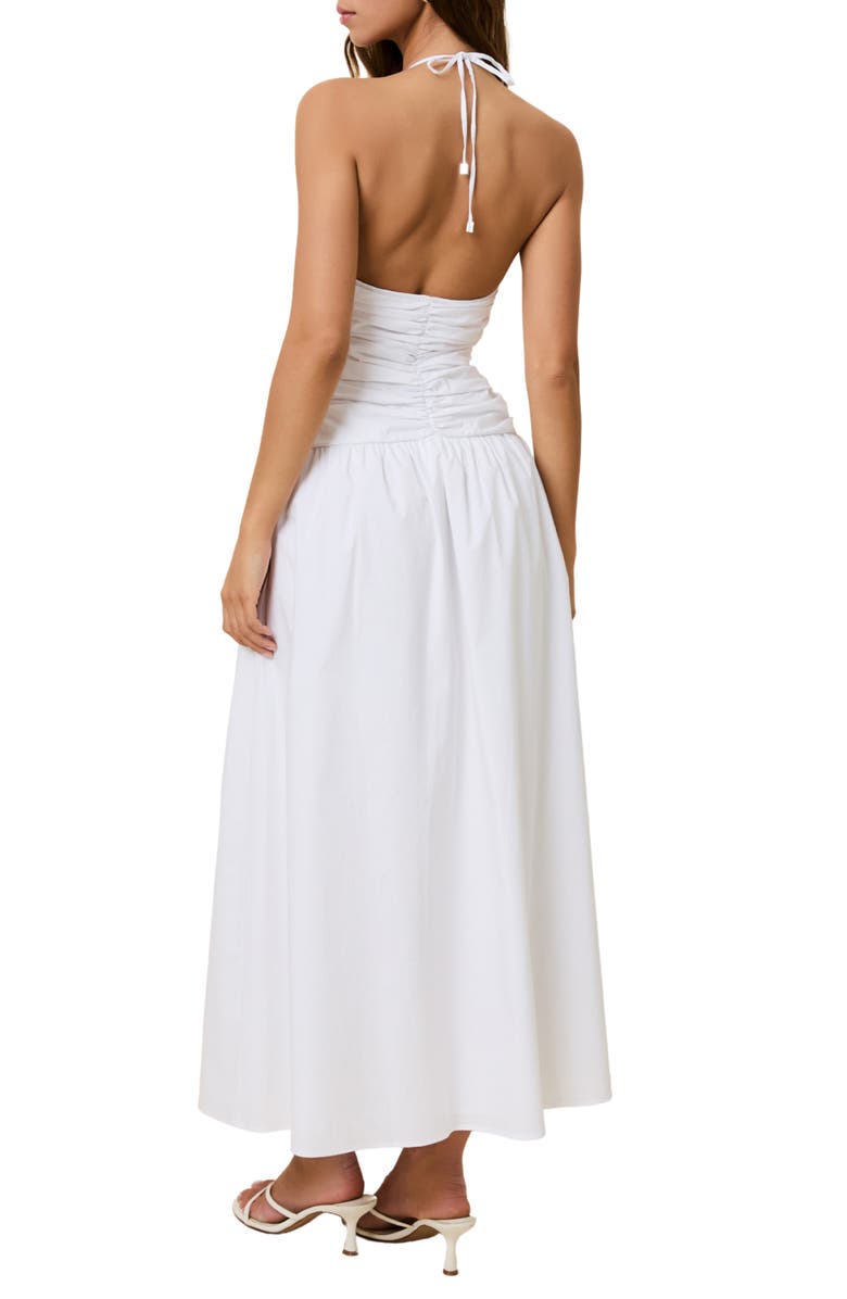 Solid & Striped The Adina Ruched Halter Maxi Dress, Alternate, color, Optic White