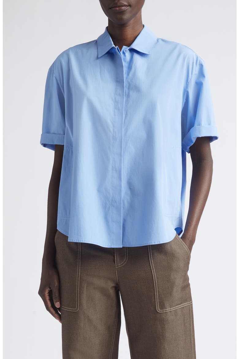 Organic Cotton Poplin Swing Shirt, Main, color, BLUE HYDRANGEA