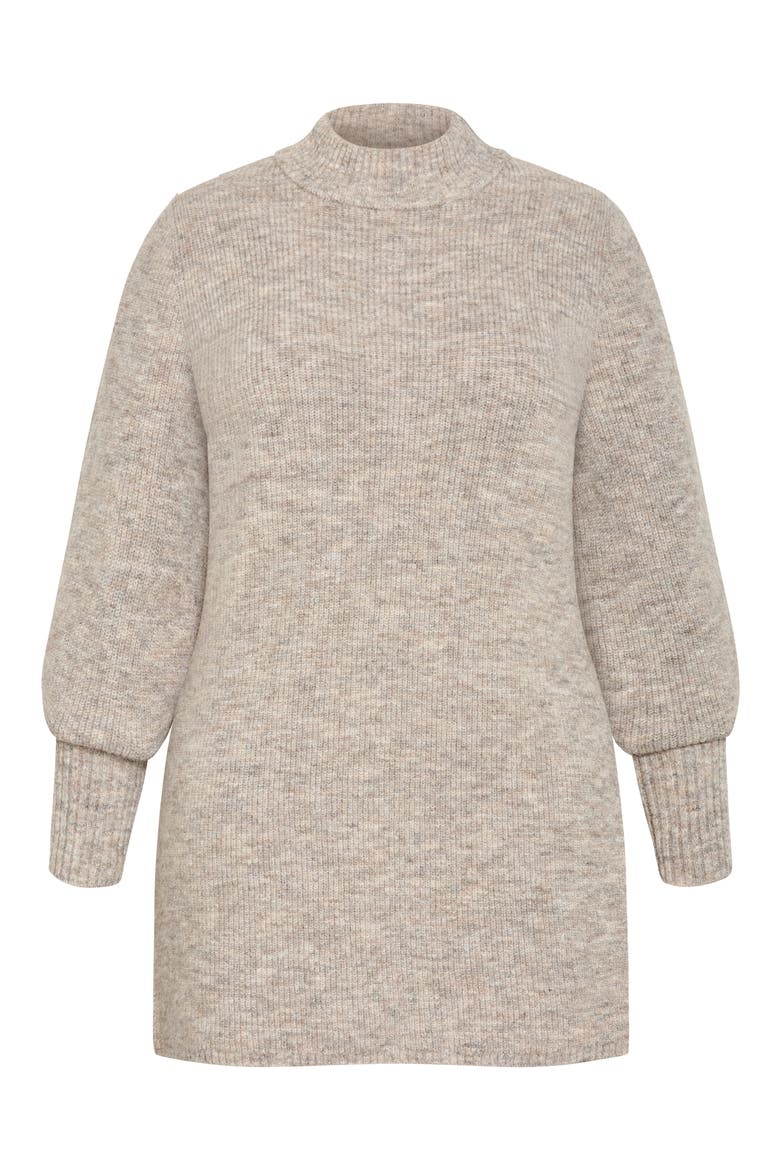 Side Split Mock Neck Longline Sweater, Alternate, color, TAUPE
