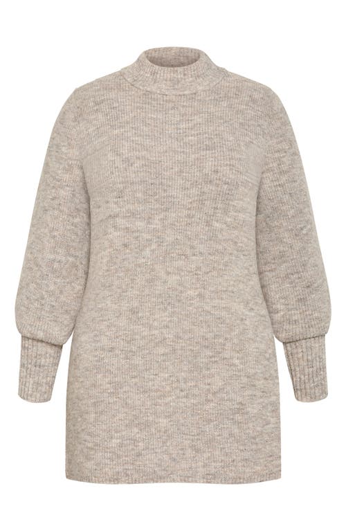 City Chic Side Split Mock Neck Longline Sweater In Gray
