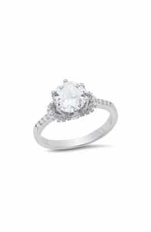 Round Cut Simulated Diamond Pavé Ring
