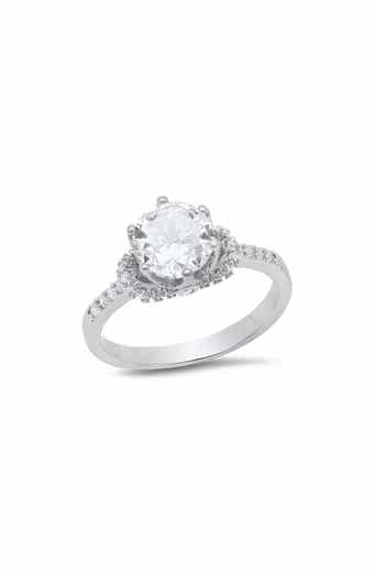 Round Cut Simulated Diamond Pavé Ring