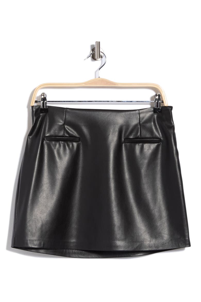Faux Leather Miniskirt, Main, color, BLACK
