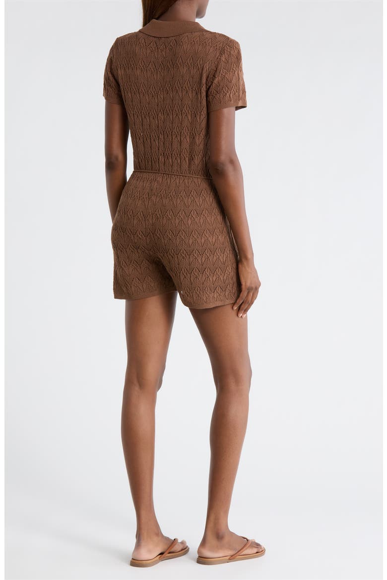 Pointelle Cover-Up Sweater Romper, Alternate, color, BROWN