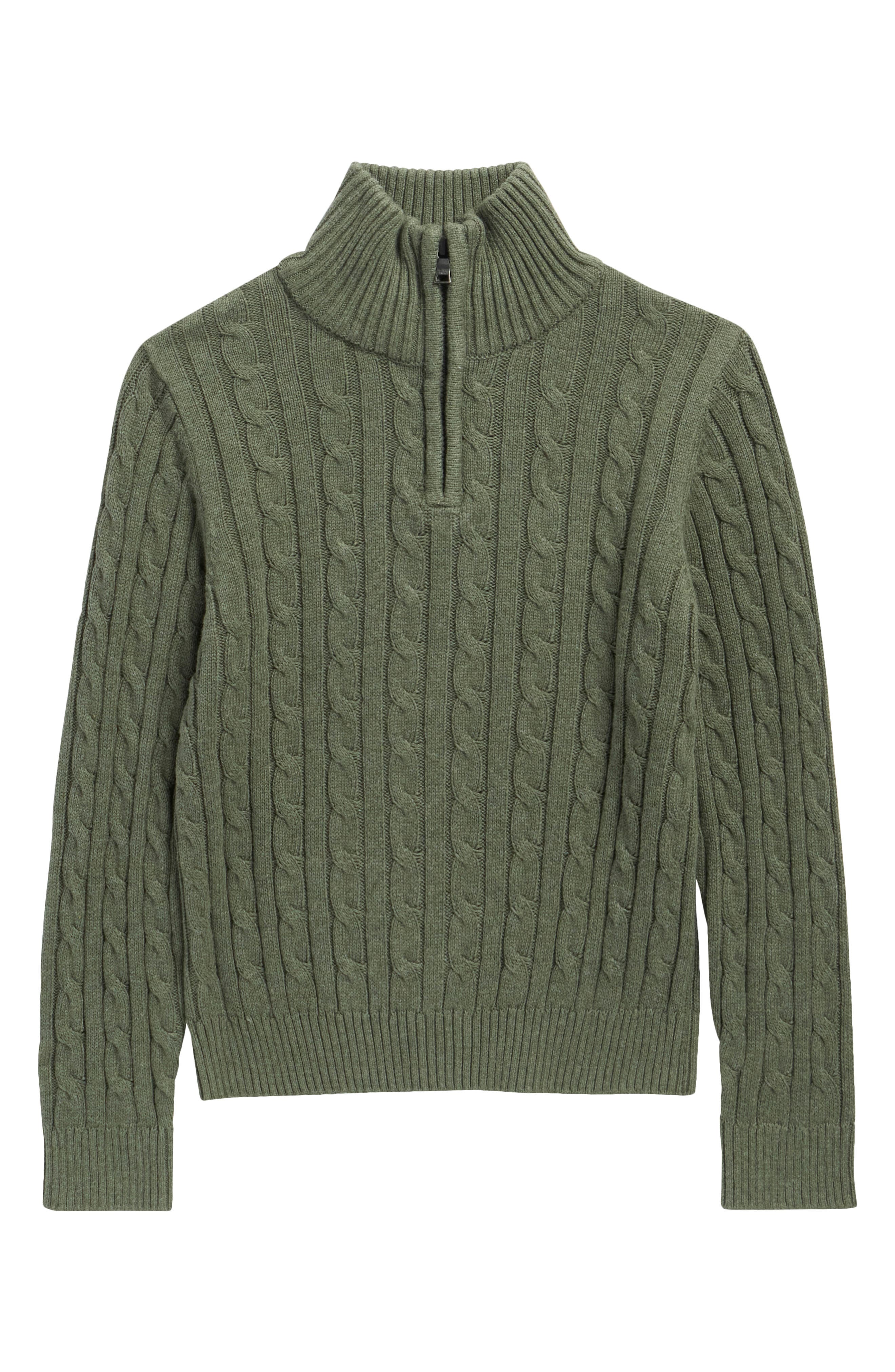 Kids' Heather Cable Knit Quarter-Zip Sweater