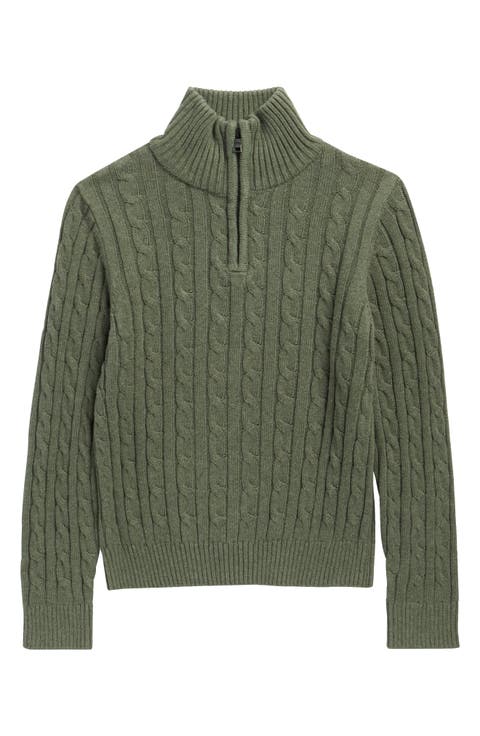 Kids' Heather Cable Knit Quarter-Zip Sweater