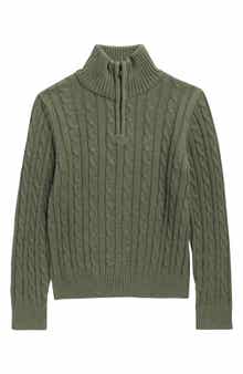 Kids' Heather Cable Knit Quarter-Zip Sweater