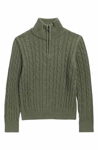 Kids' Heather Cable Knit Quarter-Zip Sweater