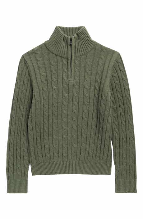 Kids' Heather Cable Knit Quarter-Zip Sweater