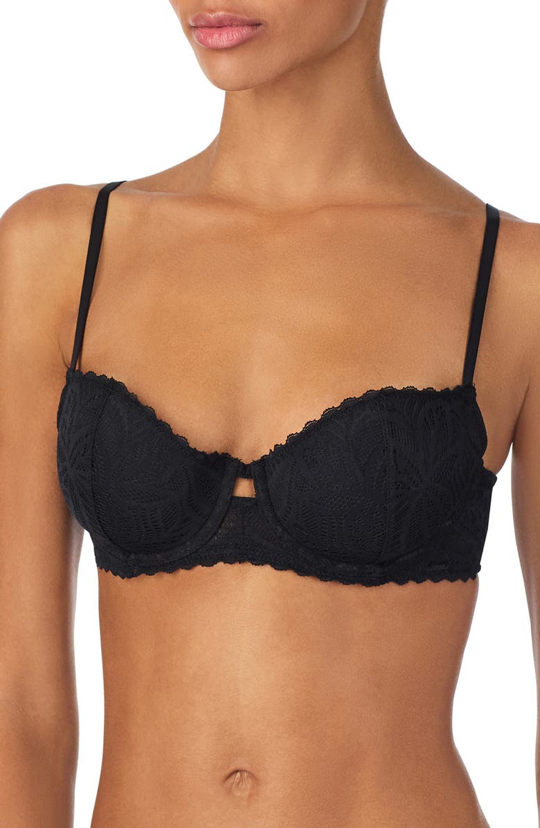 DKNY Deco Underwire Lace Balconette Bra, Alternate, color, Black