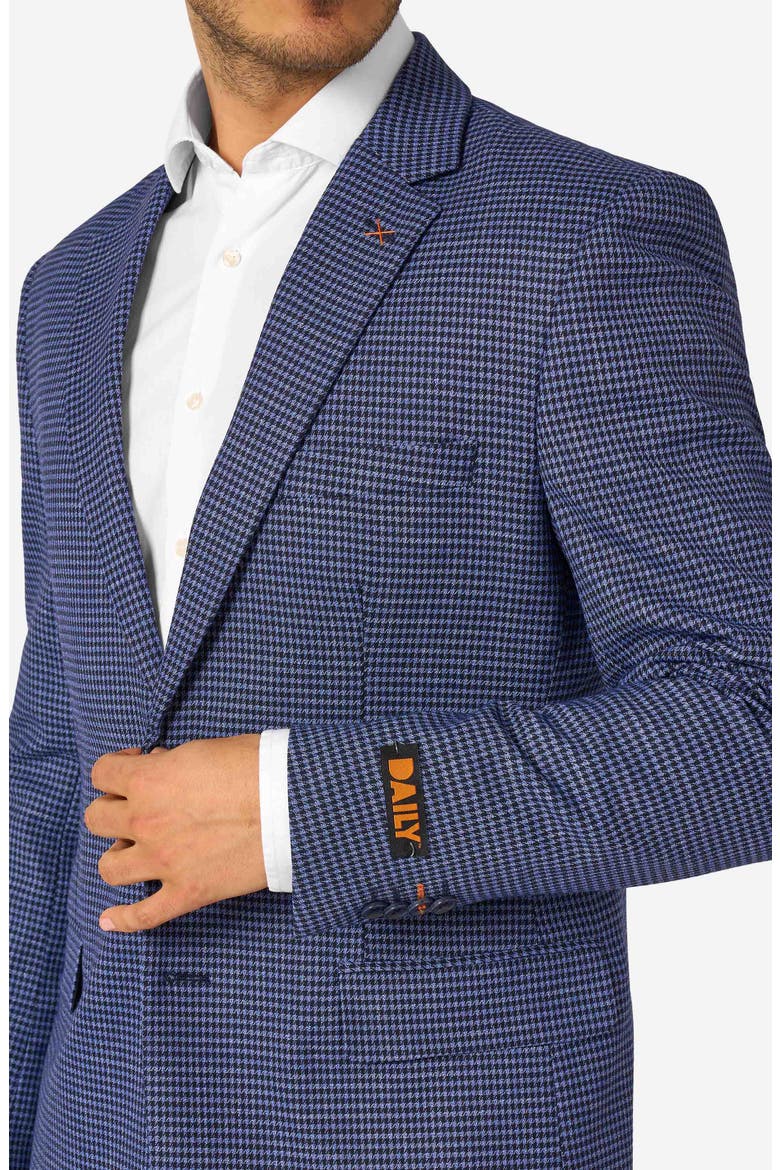 Daily Slim Fit Navy Herringbone Check Stretch Suit, Alternate, color, BLUE