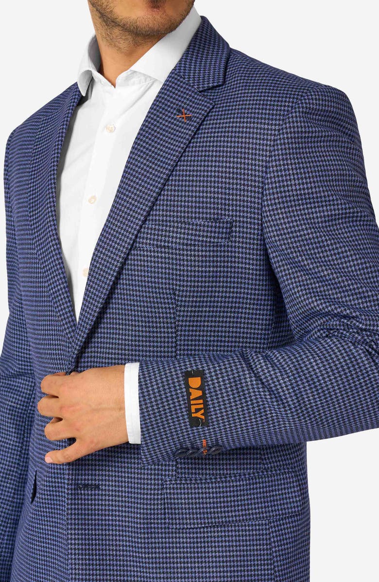 OppoSuits Daily Slim Fit Navy Herringbone Check Stretch Suit, Alternate, color, Blue