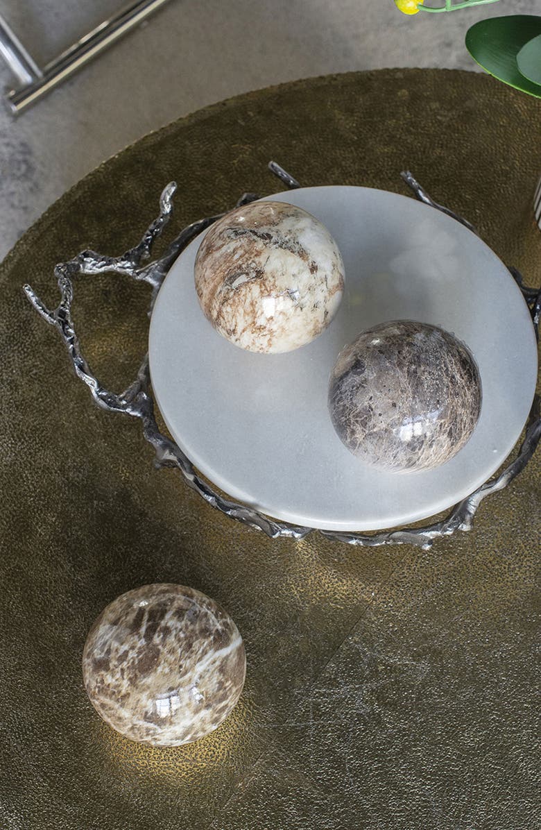 A & B Home Set of 6 Marble Ceramic Ball Accents, Alternate, color, Gray