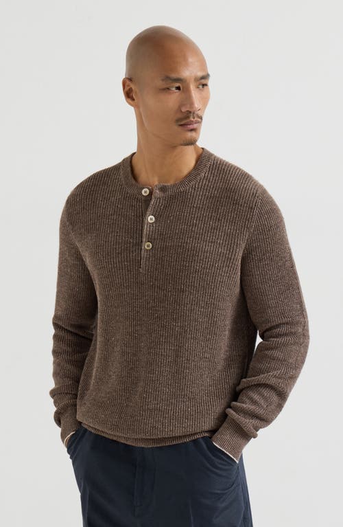 Brunello Cucinelli Sweater with Henley collar in Hazelnut at Nordstrom, Size 54