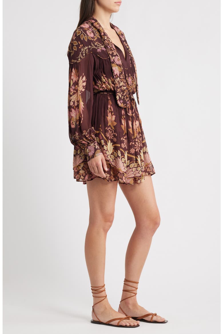 brown bright flora long sleeve mini dress farm rio FARM Rio | Tops | Nwt Farm Rio Bright Flora Brown Long Sleeve Mini Dress