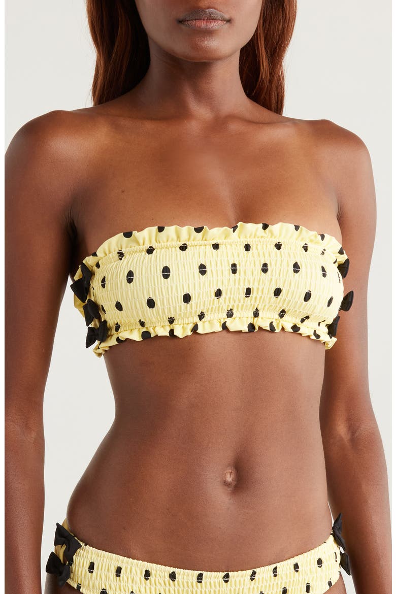 Jessie Shirred Bow Bikini Top, Main, color, YELLOW