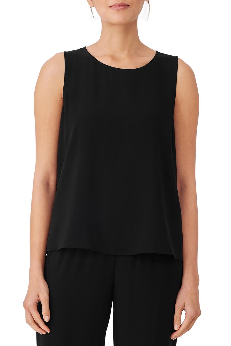 Long Jewel Neck Tank, Main, color, BLACK
