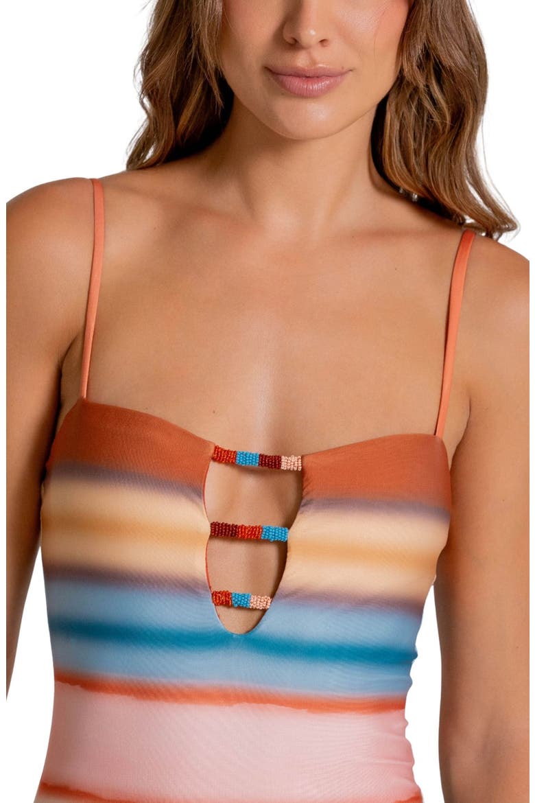 Beaded One-Piece Swimsuit, Alternate, color, MULTI