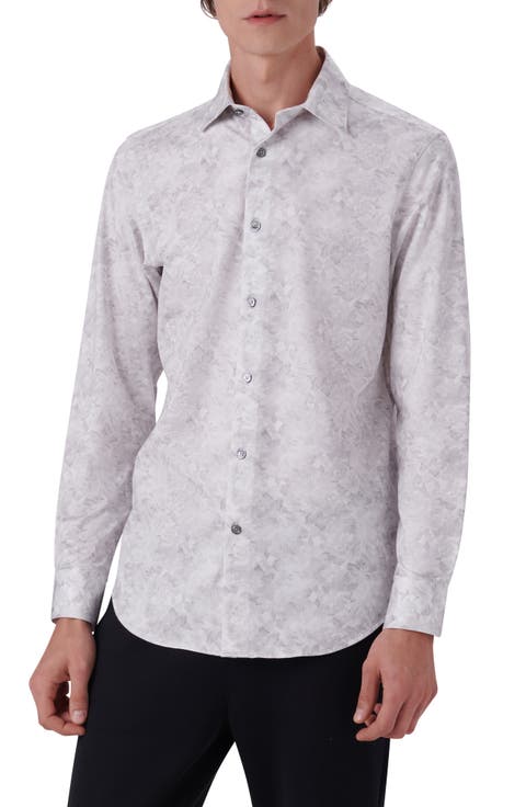 OoohCotton® Leaf Print Button-Up Shirt