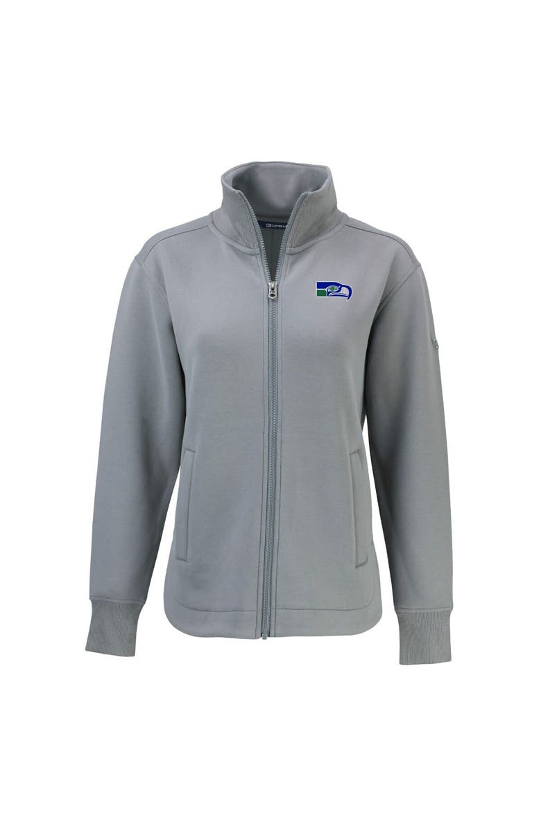 Cutter & Buck Women's Cutter & Buck Gray Seattle Seahawks Throwback Logo Roam Eco Recycled Full-Zip Jacket, Alternate, color,