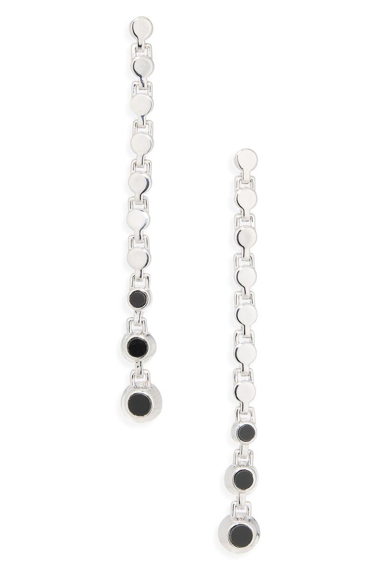 Long Eclipse Lapis Drop Earrings, Main, color, SILVER/ ONYX