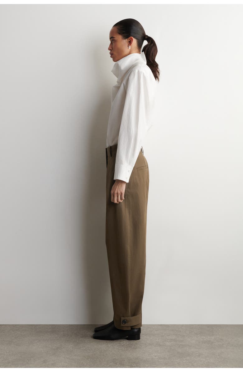 COS Barrel-Leg Cotton Utility Pants, Alternate, color, Brown
