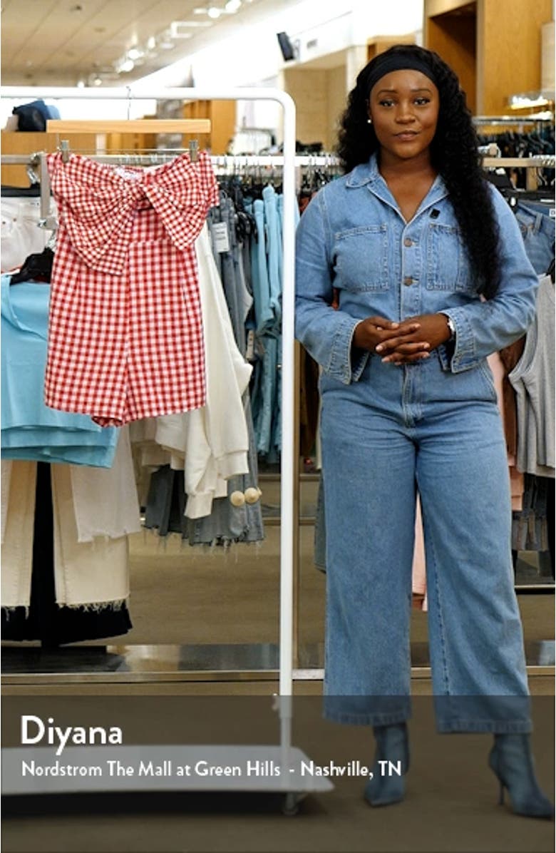 Bambi Gingham Strapless Cotton Bow Front Romper, sales video thumbnail