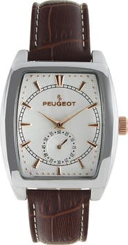 Peugeot Vintage Remote Sweep Leather Watch - 33MM