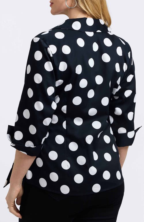 Foxcroft Salina Polka Dot Cotton Wrap Top