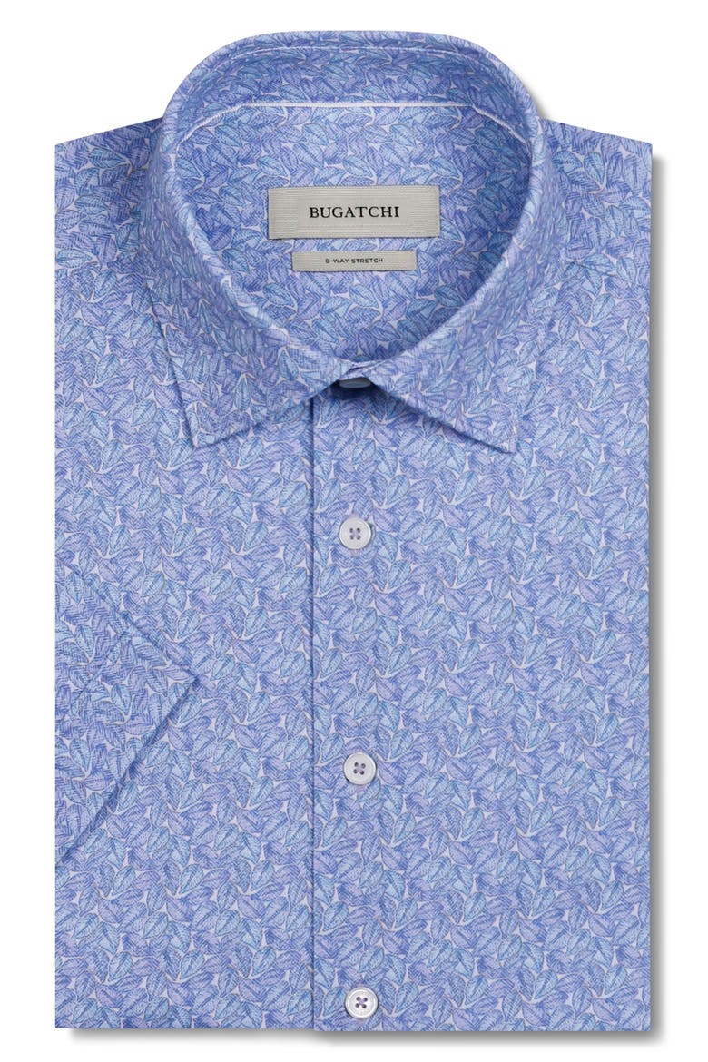 Milo OoohCotton® Leaf Print Short Sleeve Button-Up Shirt, Alternate, color, IRIS