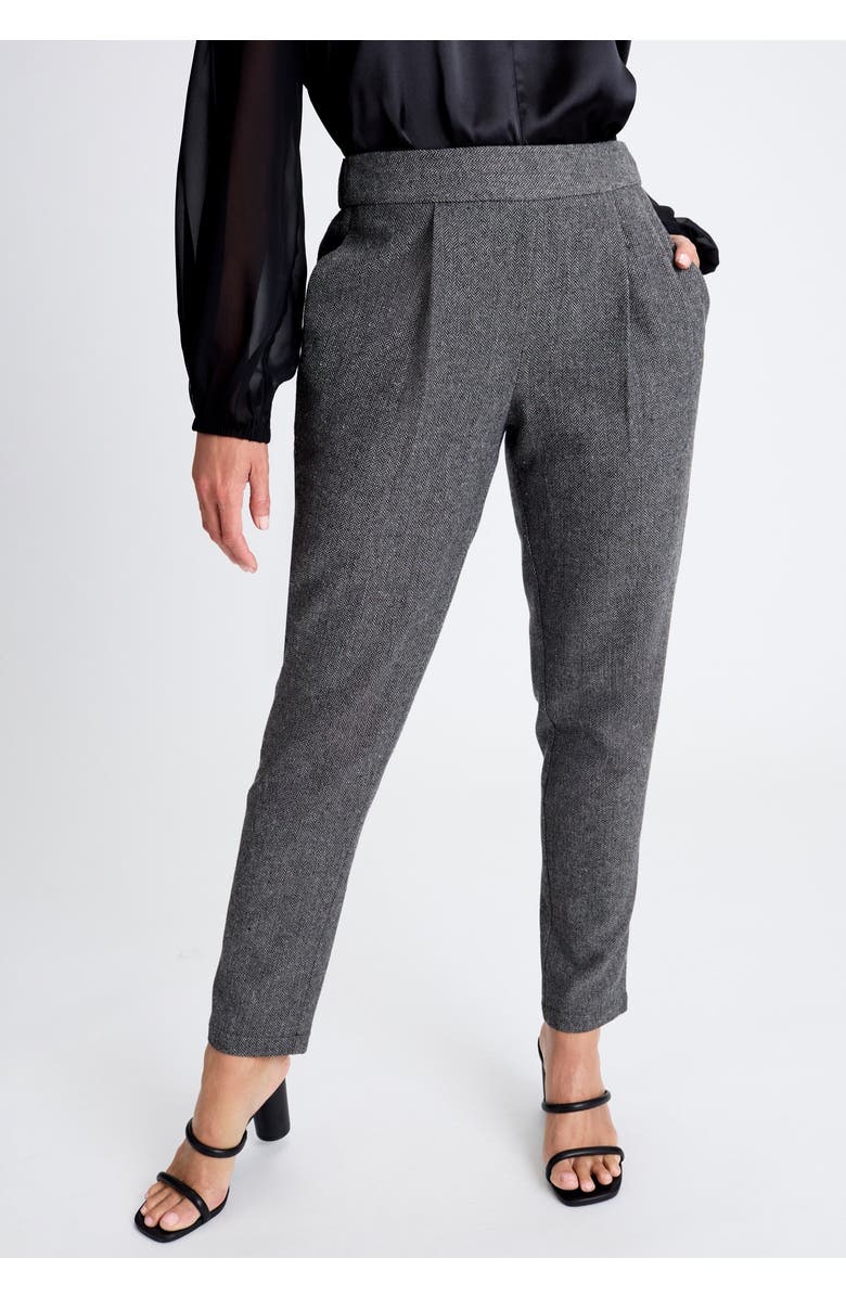Jessica London Herringbone Straight Leg Pant, Alternate, color, Grey Herringbone