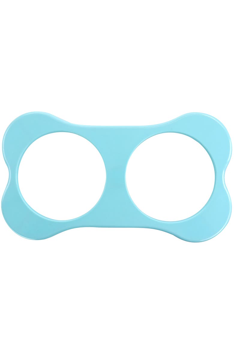 Bow Wow Meow 3 Piece Elevated Pet Bowl Dinner Set, Alternate, color, Teal