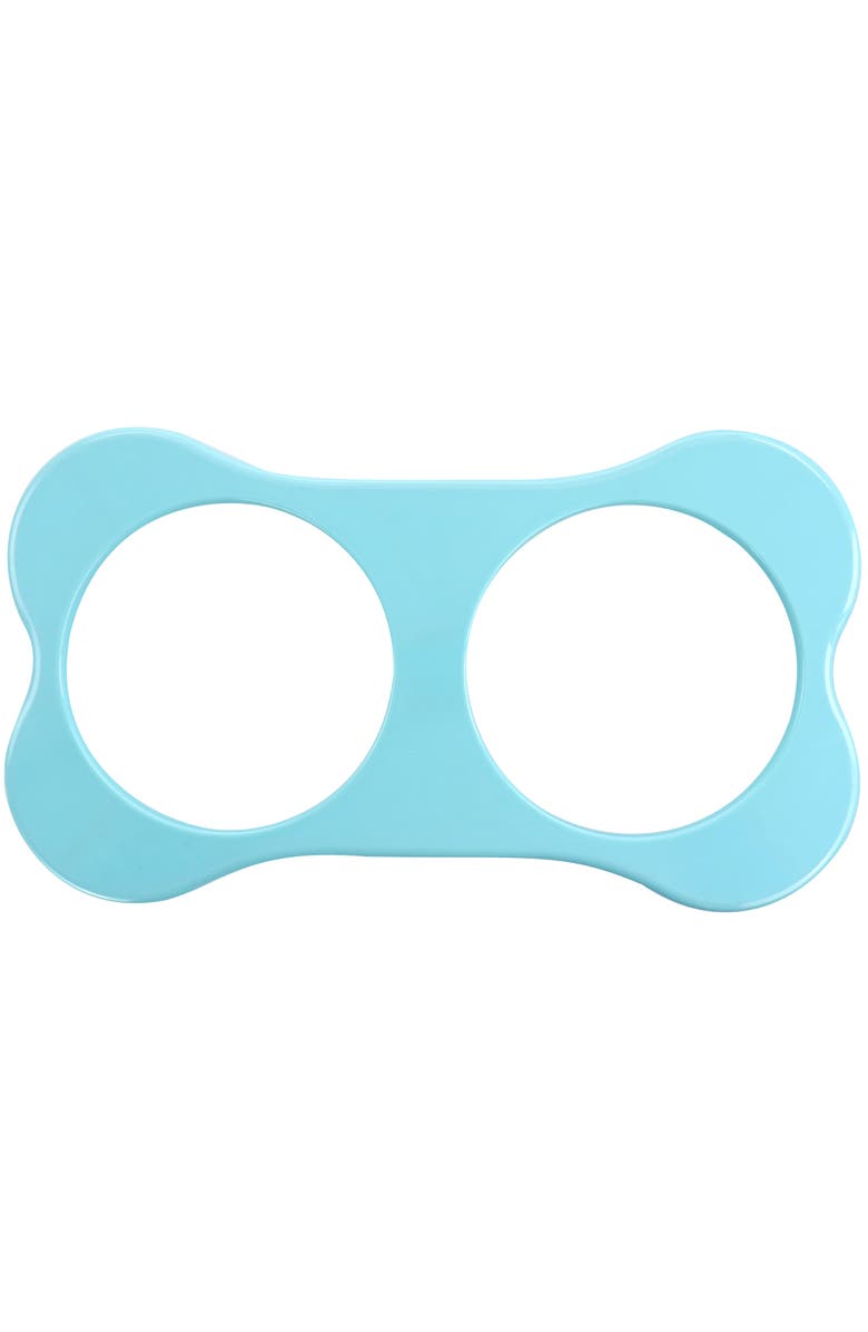 Gibson Home Bow Wow Meow 3 Piece Elevated Pet Bowl Dinner Set, Alternate, color, Teal