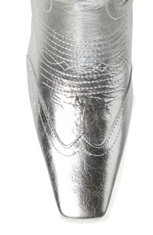 Steve Madden Josefine Western Boot In Silver Leather