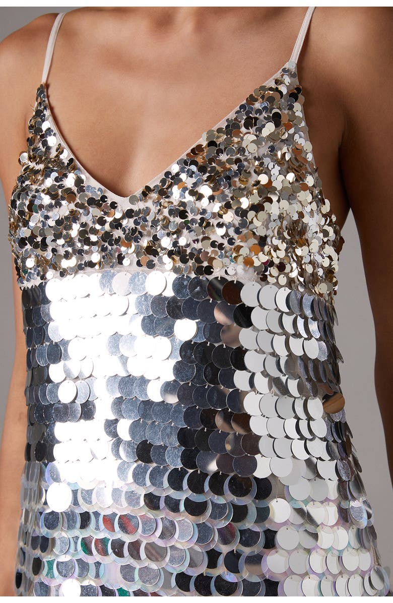 Coast Sequin Cami Mini Dress, Alternate, color, Silver