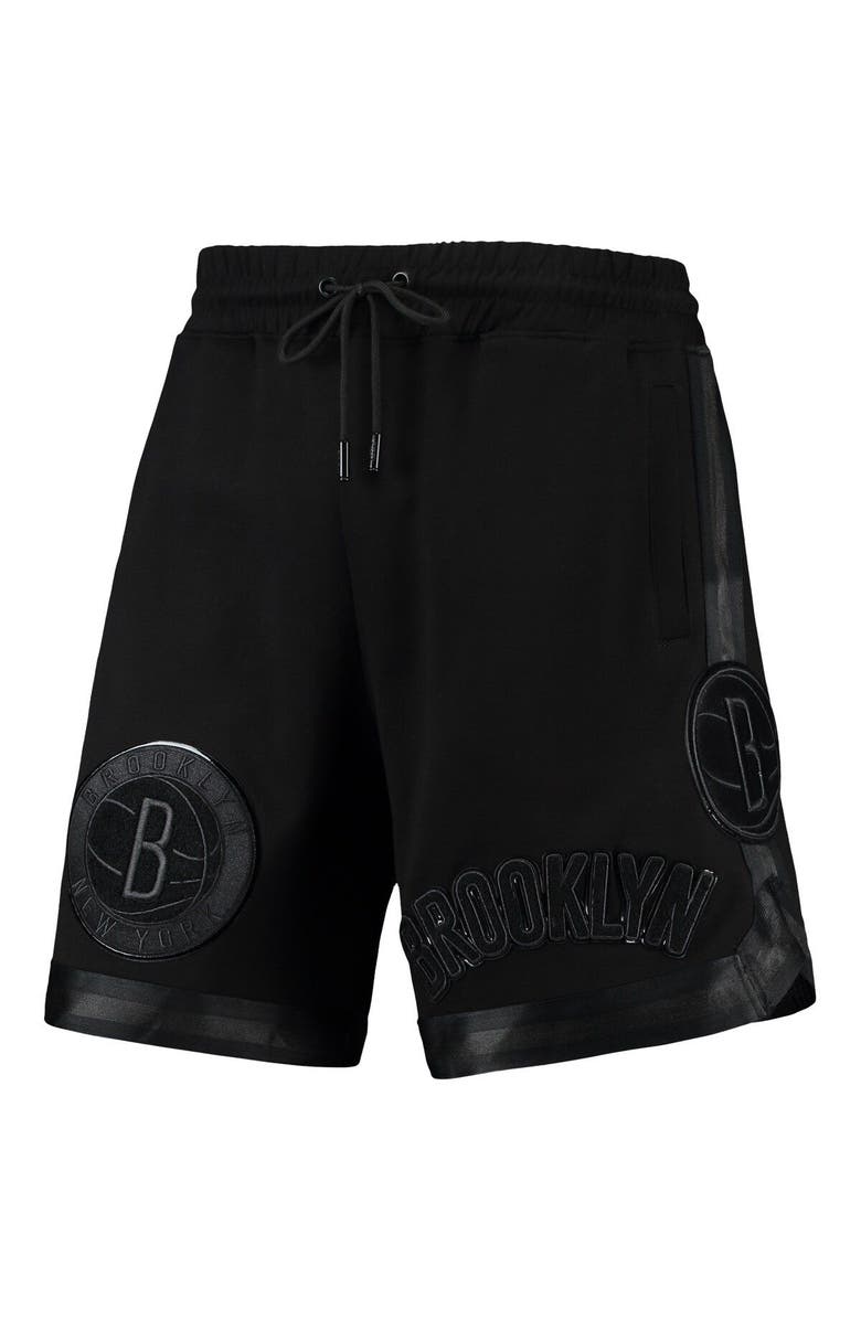 PRO STANDARD Men's Pro Standard Brooklyn Nets Triple Black Gloss Logo Shorts, Alternate, color, Black