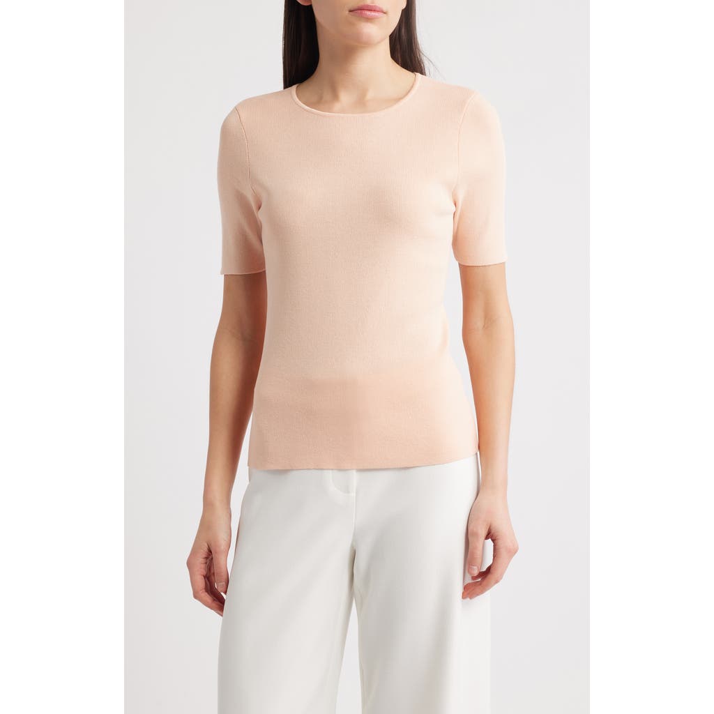 Tahari Asl Short Sleeve Sweater In Parfait