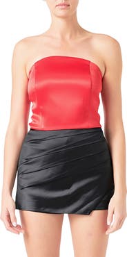 Endless Rose Strapless Satin Crop Top